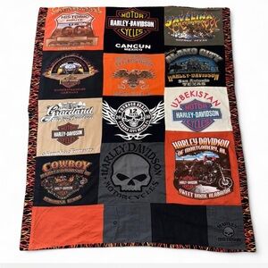 Harley-Davidson Multi-Color T-Shirt Patchwork Quilt